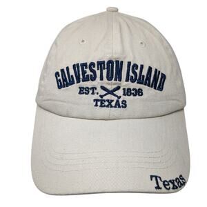 Galvestone Island Texas Strapback Hat Beige One Size Embroidered Sun